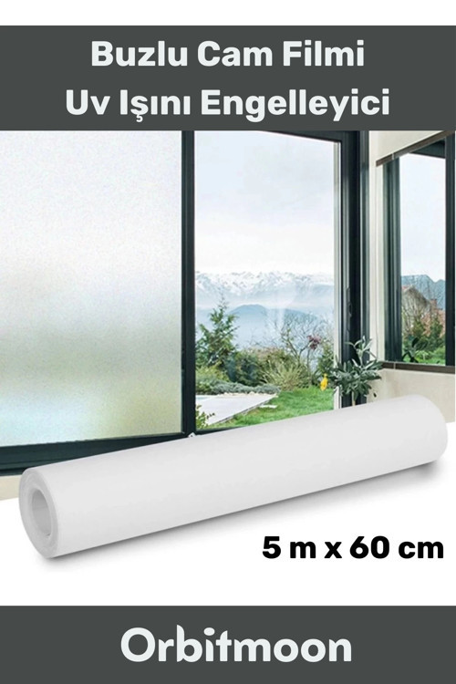 Premium Seri İz Bırakmaz İç Göstermez Yapışkan UV Engelleyici Buzlu Cam Filmi 5 Metre x 60 Cm