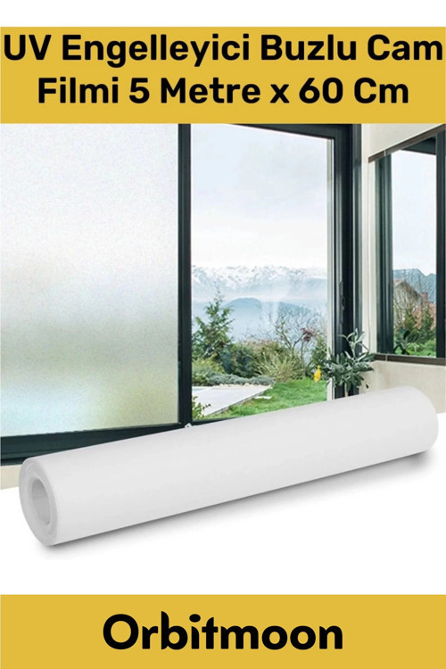 Premium Seri İz Bırakmayan İç Göstermeyen Yapışkan UV Engelleyici Buzlu Cam Filmi 5 Metre x 60 Cm