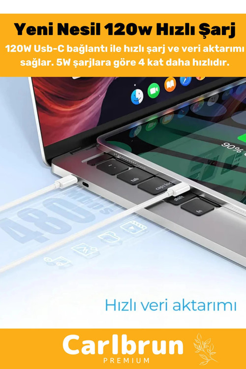 Carlburn Premium 45W Ultra Hızlı Şarj Seti Adaptör + Type C Kablosu Tüm Telefonlara Uyumlu Şarj Cihazı 3