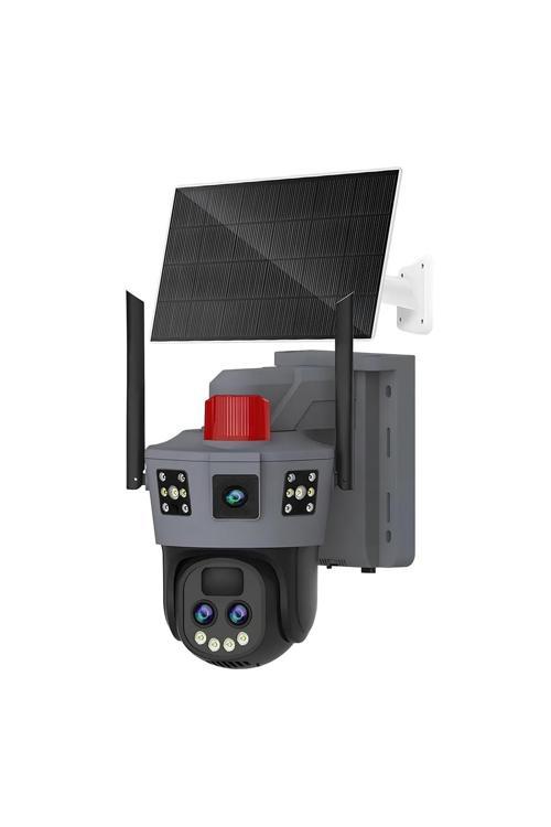 4K Çift Lens 14Mp Ultra Hd Sim Kartlı Güneş Enerjisiyle Çalışan Güvenlik Kamerası