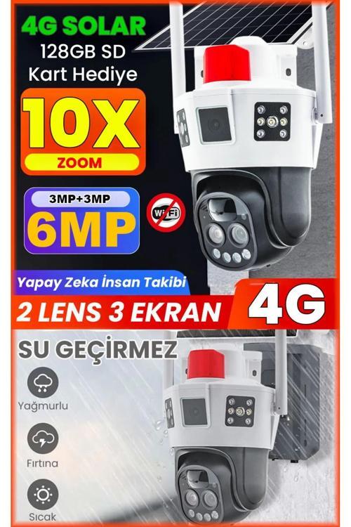 Zoom O-Kam Pro Yazılım 10X Zoom 6.0 Mp 4G Solar Ptz Kamera (Çift Lens) Rx-584G