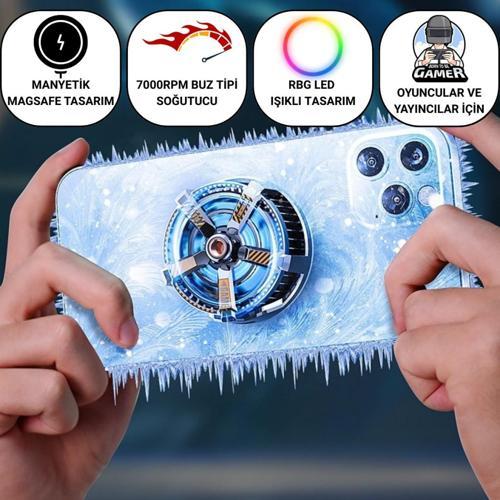 Profesyonel 7000RPM Turbo Buz Tipi Manyetik Telefon Soğutucu | MagSafe Uyumlu, RBG LED Işıklı