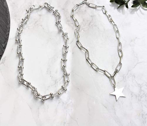 Gümüş Kaplama Ikili Kombin Kolye Yıldız Kolye Ve Blanca Tiffany Kolye - 251