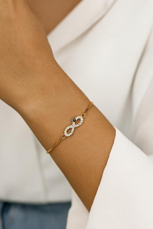 Altın Renk Sonsuzluk Asansör Çelik Bileklik - 3581