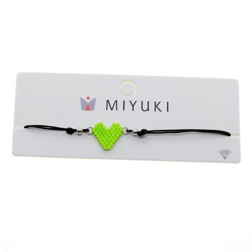 Altın Renk Yeşil Kalp Model Miyuki Bileklik - 2941