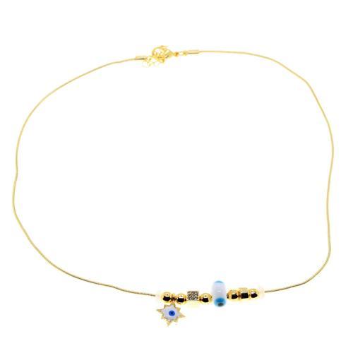 Altın Renk Beyaz Güneş Pandora Model Zirkon Kolye  - 2983