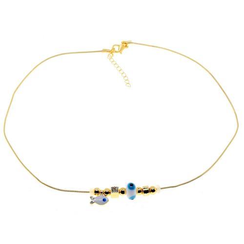 Altın Renk Beyaz Mineli Balık Pandora Model Zirkon Kolye  - 2988