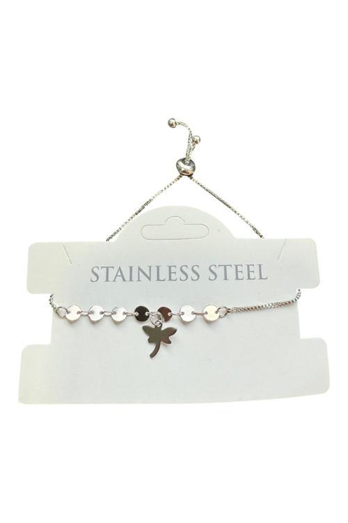 Gümüş Renk Pul Zincir Yusufcuk Asansör Çelik Bileklik - 3616