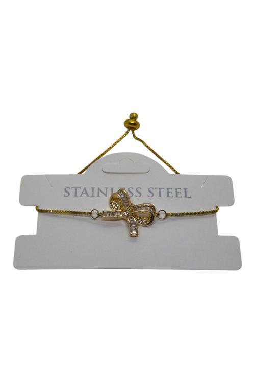 Altın Renk Fiyonk Baget Asansör Çelik Bileklik - 3626