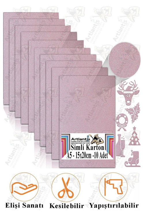 Lila Simli Karton A5 15x20 cm 10 lu 1 Paket Simli Fon Kartonu Parıltılı Kağıt Anasınıfı Kreş Etkinlik Proje