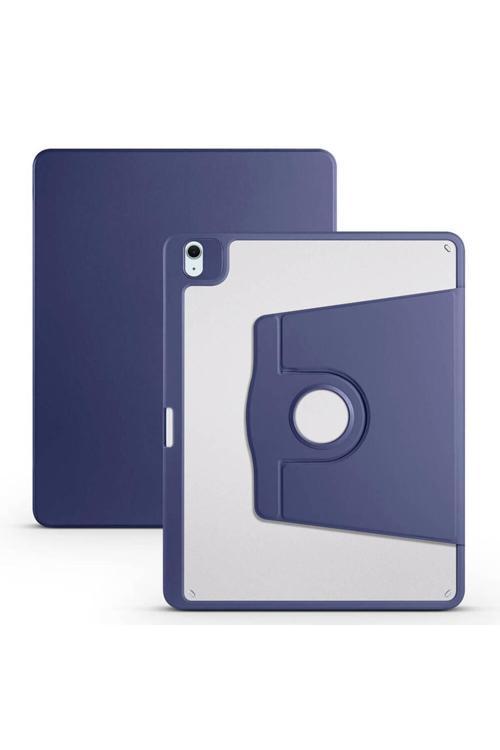 İpad Air 13 2025 M3 Kılıf Zore Termik Kalem Bölmeli Dönebilen Standlı Kılıf - Lacivert