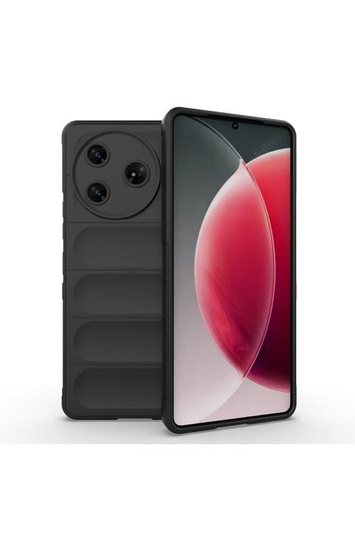 Tecno Spark 30 Pro Kılıf Esnek Tpu Oyuklu Arka Yüzey Tasarımlı Kth Etnik Silikon Kapak - Siyah