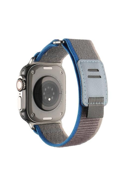 Apple Watch Ultra 49Mm Hasır Kordon Zore Krd-106 Strap Kayış-Gri-Mavi