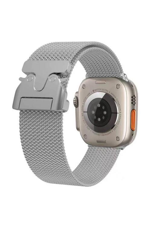 Apple Watch 44Mm Zore Krd-25 Metal Hasır Kordon-Gümüş