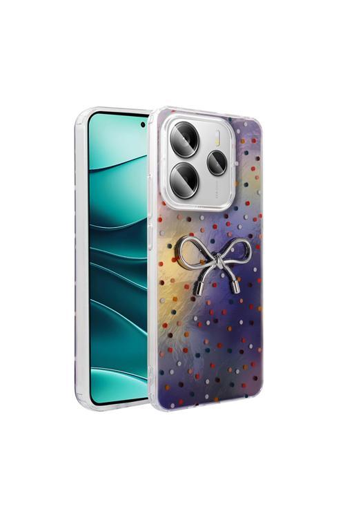 Redmi Note 14 5G Kılıf Kamera Korumalı Figürlü Zore Ponti Silikon Kapak - Lila