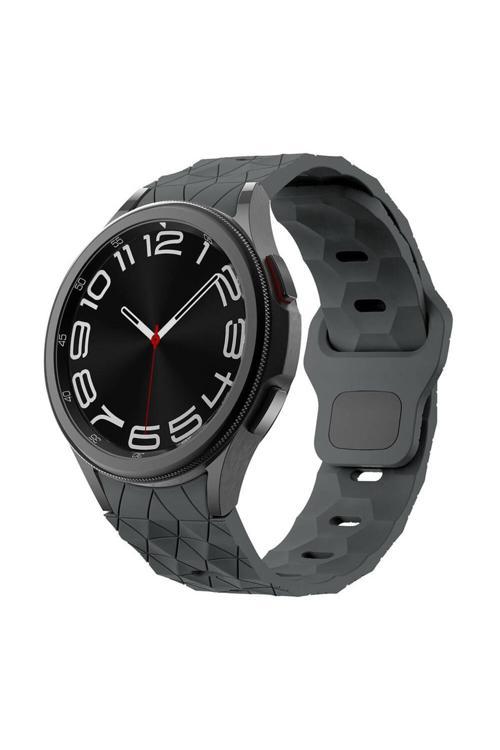 Galaxy Watch 6 40Mm Zore Krd-116 20Mm Futbol Desenli Spor Tasarımlı Silikon Kordon-Koyu Gri