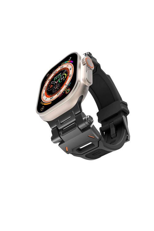 Watch 44Mm Clo- Krd-108 Metal Başlıklı Silikon Kordon-Siyah