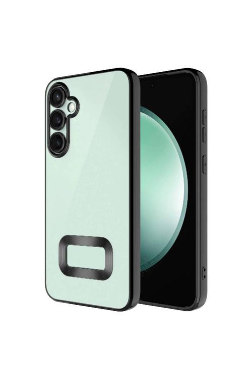 Galaxy S23 Fe Uyumlu Kamera Korumalı Logo Gösteren Omega Kılıf-Siyah