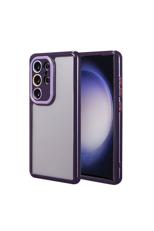 Galaxy S23 Ultra Kılıf Kamera Korumalı Renkli Kenar Ve Çerçeve Tasarımlı Zore Vitamin Kapak-Derin Mo