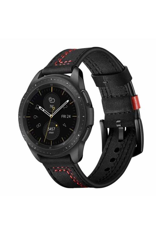 Galaxy Watch 46Mm (22Mm) Uyumlu Krd-19 Deri Zore Kordon-Siyah