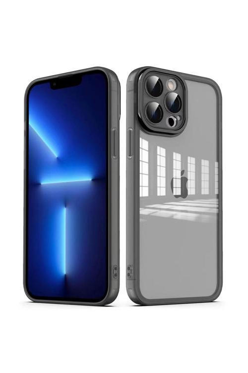 İphone 13 Pro Max Uyumlu Kamera Korumalı Transparan Post Kılıf-Siyah