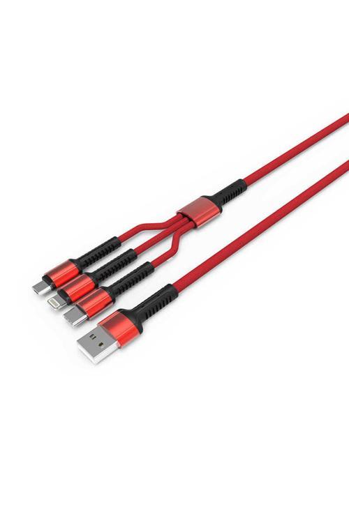 Kırmızı Lc93 3 İn 1 Usb Kablo-Zore