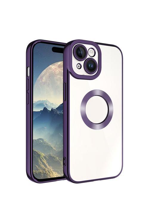 İphone 15 Uyumlu Kamera Korumalı Logo Gösteren Omega Kılıf-Derin Mor