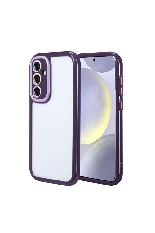 Galaxy S24 Kılıf Kamera Korumalı Renkli Kenar Ve Çerçeve Tasarımlı Zore Vitamin Kapak-Derin Mor