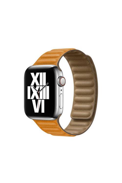 Watch 38Mm Uyumlu Krd-34 Deri Mrn Kordon Koyu Turuncu