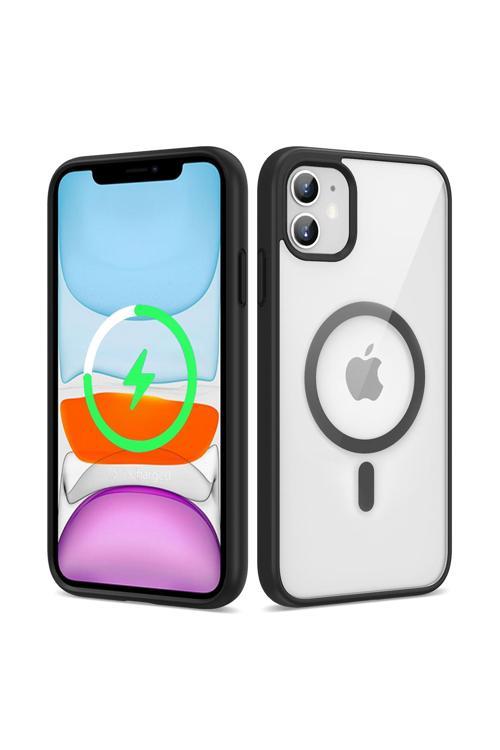 İphone 12 Uyumlu Magsafe Wireless Şarj Özellikli Silikon Csm Zore Ege Kılıf-Siyah