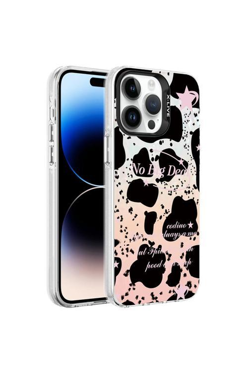 İphone 14 Pro Max Uyumlu Mermer Desenli Zore Marbello Kılıf-Siyah-Beyaz