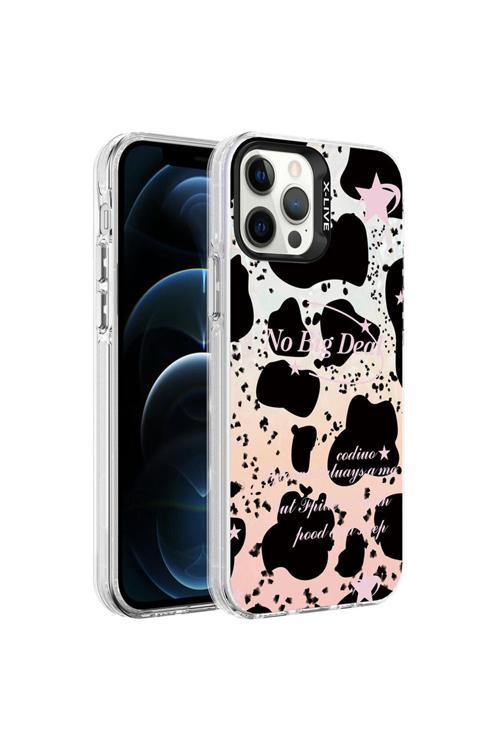 İphone 12 Pro Uyumlu Mermer Desenli Marbello Kılıf-Siyah-Beyaz