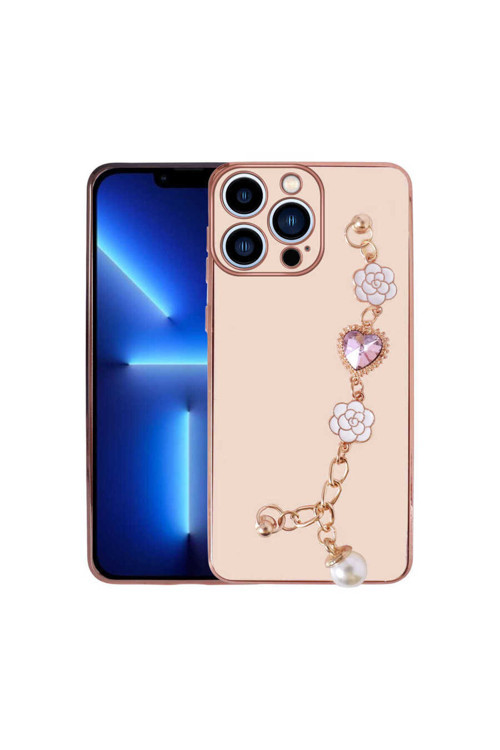 İphone 13 Pro Max Uyumlu El Tutamaçlı Kamera Korumalı Taka Silikon Kılıf-Pembe