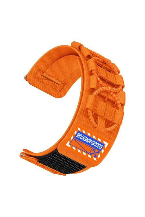 Gear S3 Zore Krd-112 22Mm Orbital Örgülü Halat Tasarımlı Naylon Kumaş Hasır Kordon-Turuncu