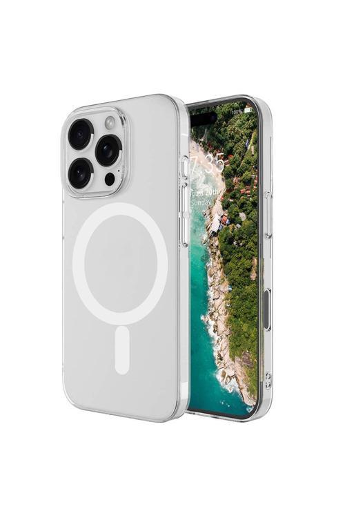 Apple İphone 16 Pro Kılıf Magsafe Şarj Özellikli Şeffaf Tek Kamera Çerçeveli Porto Kapak-Şeffaf