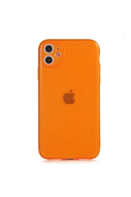 İphone 11 Uyumlu Mun Silikon-Turuncu