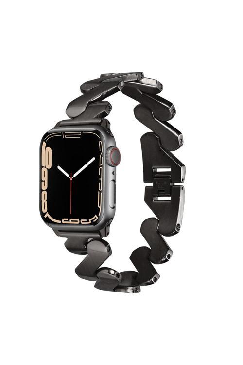 Watch 44Mm Kordon Uyumlu Krd-80 Metal Strap Kayış Clo- Siyah