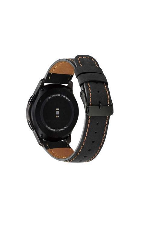 Galaxy Watch 46Mm 22Mm Uyumlu Krd-29 Deri Zore Kordon-Siyah