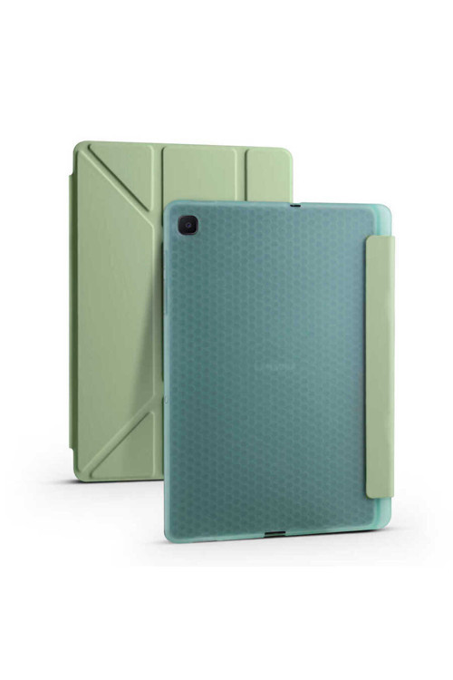 Galaxy Tab A7 10.4 T500 2020 Kılıf Uyumlu Zore Tri Folding Kalem Bölmeli Standlı Kılıf-Açık Yeşil