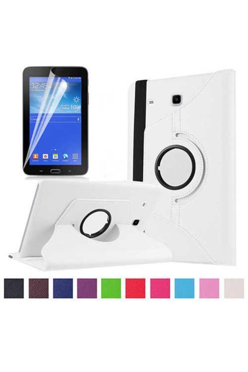Galaxy Tab 3 Lite 7.0 T110  Uyumlu Zore Dönebilen Standlı Kılıf-Beyaz