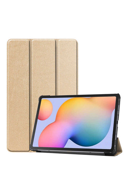 Galaxy Tab A7 Lite T225 Uyumlu Zore Smart Cover Standlı 1-1 Kılıf-Gold