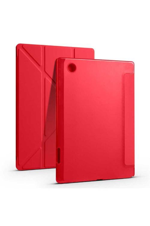 Galaxy Tab A8 10.5 Sm-X200 (2021) Kılıf  Uyumlu Zore Tri Folding Kalem Bölmeli Standlı Kılıf-Kırmızı