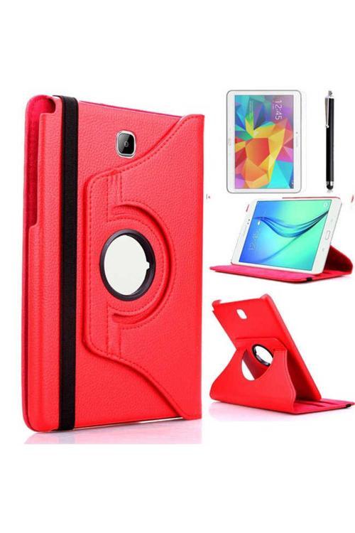 Galaxy Tab A T580 10.1  Uyumlu Zore Dönebilen Standlı Kılıf-Kırmızı