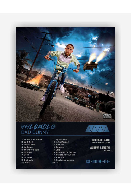 Bad Bunny - Yhlqmdlg Spotify Kodlu Albüm Duvar Posteri - Kalın Kağıt - Çerçevesiz