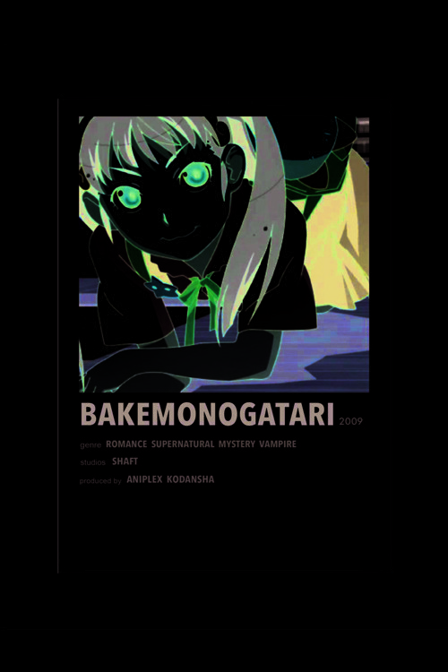 Bakemonogatari Anime Info Card Bilgi Kartı Minimalist Poster