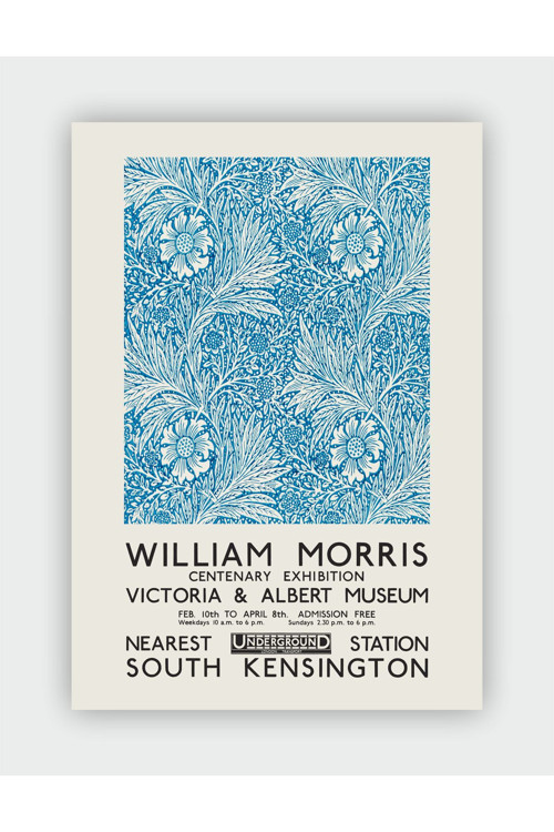 Blue Marigold William Morris Duvar Posteri - Kalın Kağıt - Çerçevesiz