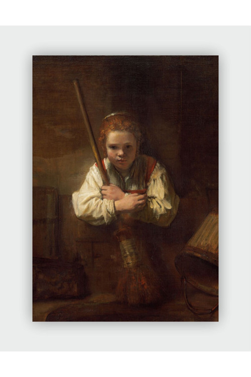 A Girl With A Broom Rembrandt Duvar Posteri - Kalın Kağıt - Çerçevesiz