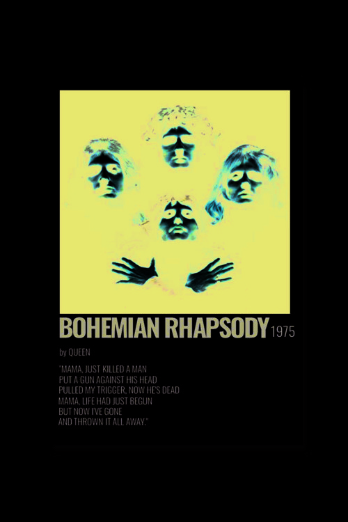 Bohemian Rhapsody - Queen Müzik Info Card Bilgi Kartı Duvar Posteri