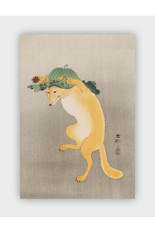Dancing Fox Ohara Koson Duvar Posteri - Kalın Kağıt - Çerçevesiz