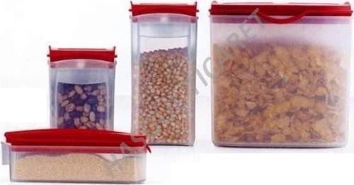 OVAL DİZAYN 4'LÜ SET KURU GIDA SAKLAMA KABI MİNİ KRMZ HSGL